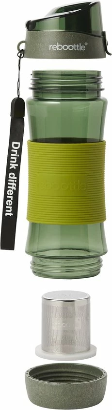 Reboottle - Tea - Drinkfles Met Theefilter - Thee Infuser - Theefles - 450ml - Beige/Groen 5 Reboottle - Tea - Drinkfles Met Theefilter - Thee Infuser - Theefles - 450ml - Beige/Groen - Afbeelding 3