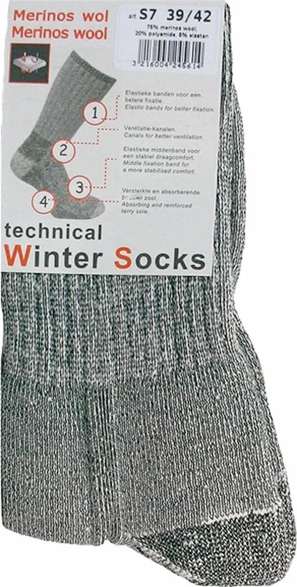 Soga 2-Pack Merino Wollen Wandelsokken Met Badstof Voering S7 - Unisex - Grijs - Maat 35-38 4 Soga 2-Pack Merino Wollen Wandelsokken Met Badstof Voering S7 - Unisex - Grijs - Maat 35-38 - Afbeelding 2