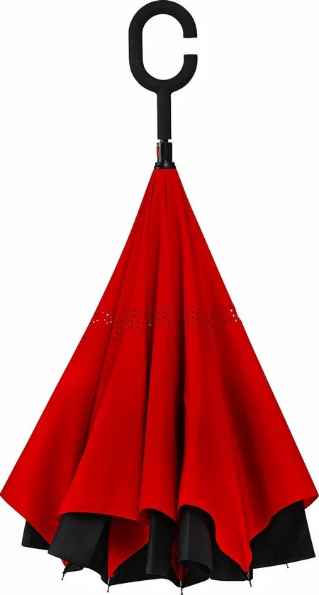 Merkloos Impliva RU-6 Inside Out Windproof Paraplu - Dubbeldoeks - Ø 107 Cm - Zwart/Rood 6 Merkloos Impliva RU-6 Inside Out Windproof Paraplu - Dubbeldoeks - Ø 107 Cm - Zwart/Rood - Afbeelding 4