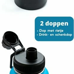 Quality Needz Drinkfles - Aqua Blue - 1 Liter - Extra Dop Met Rietje & Drinktuit - Waterfles Met Rietje - Isoleerfles - BPA Vrij - Lekvrij -Isoproducts Gecertificeerd winkel 532x840 2