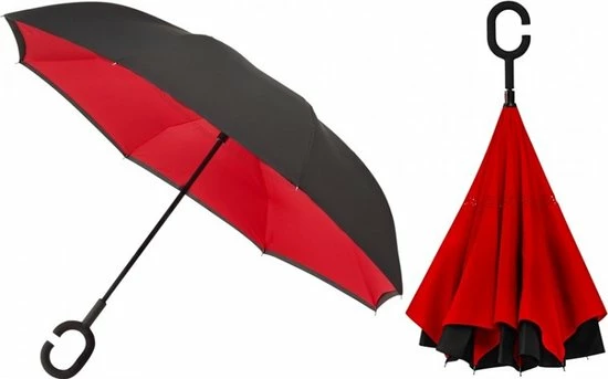 Merkloos Impliva RU-6 Inside Out Windproof Paraplu - Dubbeldoeks - Ø 107 Cm - Zwart/Rood 11 Merkloos Impliva RU-6 Inside Out Windproof Paraplu - Dubbeldoeks - Ø 107 Cm - Zwart/Rood - Afbeelding 9