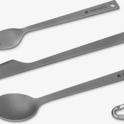 Navaris Campingbestek Van Titanium - Set Met Vork, Mes En Lepel - Bestekset Voor Onderweg En Op Reis - Inclusief Karabijnhaak En Bewaarzakje -Isoproducts Gecertificeerd winkel 550x358 7
