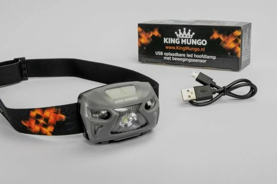 King Mungo Hoofdlamp LED Oplaadbaar - 200 Lumen - Grijs 4 King Mungo Hoofdlamp LED Oplaadbaar - 200 Lumen - Grijs - Afbeelding 2