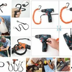 Bob Online ™ - 1 Stuk – Zwart – Gereedschaplijn – Gereedschaplanyard – Elasticate Tool Lanyard – Maximum Load Capacity 2 Kg – Elastisch Gereedschap Lanyard – Gereedschap Valbeveiliging Koord -Isoproducts Gecertificeerd winkel 550x393 5