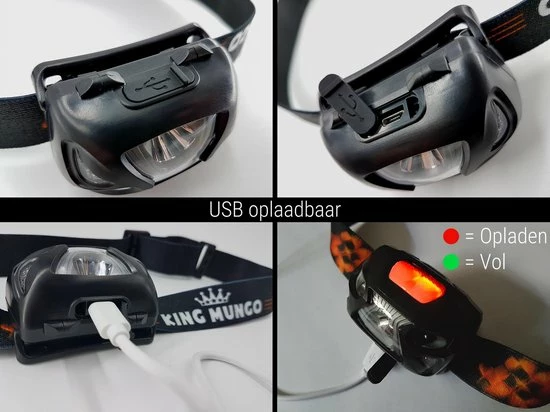 King Mungo Hoofdlamp LED Oplaadbaar - 200 Lumen - Grijs 11 King Mungo Hoofdlamp LED Oplaadbaar - 200 Lumen - Grijs - Afbeelding 9