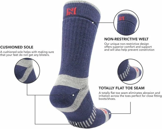 Norfolk Wandelsokken - 60% Merinowollen Outdoor Thermosokken - Ultieme Volledig Gedempt Thermische Sportsokken - Grijs - Maat 43-46 - Voyager 5 Norfolk Wandelsokken - 60% Merinowollen Outdoor Thermosokken - Ultieme Volledig Gedempt Thermische Sportsokken - Grijs - Maat 43-46 - Voyager - Afbeelding 3
