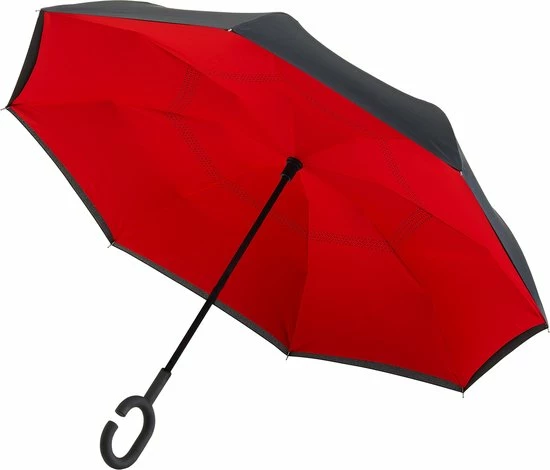 Merkloos Impliva RU-6 Inside Out Windproof Paraplu - Dubbeldoeks - Ø 107 Cm - Zwart/Rood 4 Merkloos Impliva RU-6 Inside Out Windproof Paraplu - Dubbeldoeks - Ø 107 Cm - Zwart/Rood - Afbeelding 2
