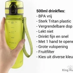 Drinkfles 500ml Groen - Sport Bidon Drinkbus - Tritan Hoge Kwaliteit King Mungo -Isoproducts Gecertificeerd winkel 550x478
