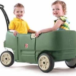 Step2 Wagon For Two Plus - Bolderkar Met 2 Zitjes Met Gordels Voor Kinderen - Kunststof Bolderwagen In Groen Met Duwstang - Voor Peuters En Kleuters -Isoproducts Gecertificeerd winkel 550x483 2