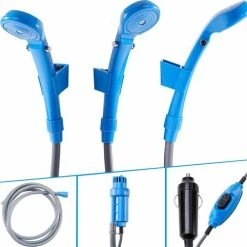 AREBOS Camping Douchekop 12 V Auto Buitentuin Hondendouche Dompelpomp Blauw