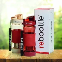 Reboottle - Tea - Drinkfles Met Theefilter - Thee Infuser - Theefles - 450ml - Beige/Rood -Isoproducts Gecertificeerd winkel 550x509 2