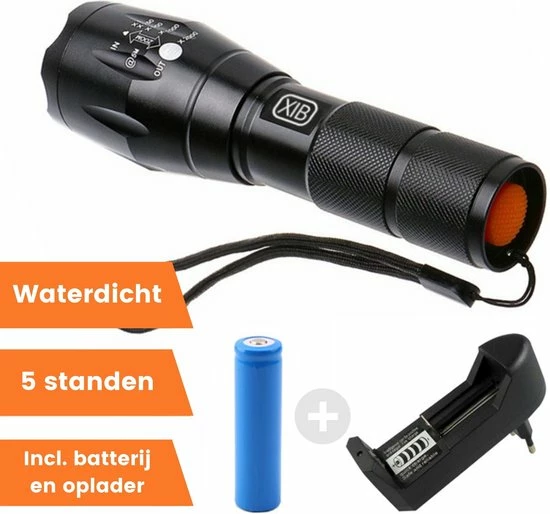 XIB Militaire Zaklamp Inclusief Batterij & Oplader - 2000 Lumen - 5 Lichtstanden 7 XIB Militaire Zaklamp Inclusief Batterij & Oplader - 2000 Lumen - 5 Lichtstanden - Afbeelding 5