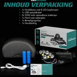 MM Brands Hoofdlamp - Hardloop & Wandel Lampjes - Militaire LED Verlichting - Zaklamp - Oplaadbaar - Waterdicht - Wit + Rood Licht -Isoproducts Gecertificeerd winkel 550x525 1