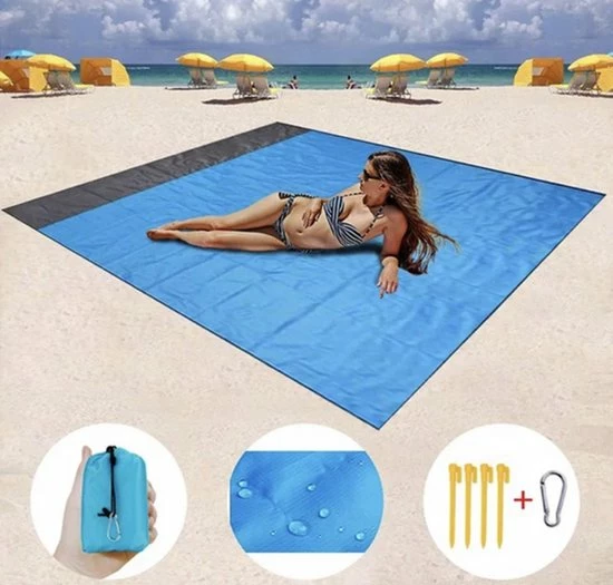 Repus - Picknickmat - Strandmat - Waterdicht - Blauw XL - Opvouwbaar - 200 X 210 3 Repus - Picknickmat - Strandmat - Waterdicht - Blauw XL - Opvouwbaar - 200 X 210