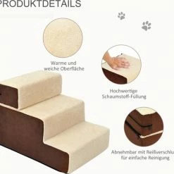PawHut Hondentrap 3 Treden Kattentrap Huisdierentrap Huisdier Pluche Beige D06-004 -Isoproducts Gecertificeerd winkel 550x526 9