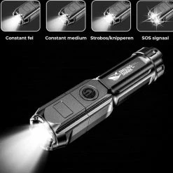 Multi Media Group Militaire Zaklamp - LED Zaklamp - Inzoombaar - USB Oplaadbaar - Spatwaterdicht - Incl Fiets Steun - 13x3cm -Isoproducts Gecertificeerd winkel 550x530 9