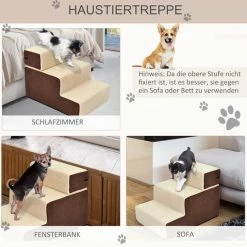 PawHut Hondentrap 3 Treden Kattentrap Huisdierentrap Huisdier Pluche Beige D06-004 -Isoproducts Gecertificeerd winkel 550x538 3