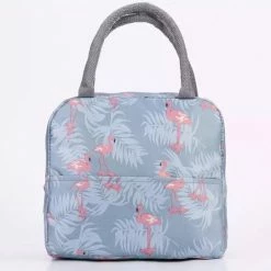 SIVAYES Lunchtas - Koeltas - Schooltas - Leuke Vrolijke Picknicktas - Kinderen & Volwassenen - Flamingo Grijs - Sinterklaascadeau - Kerstcadeau