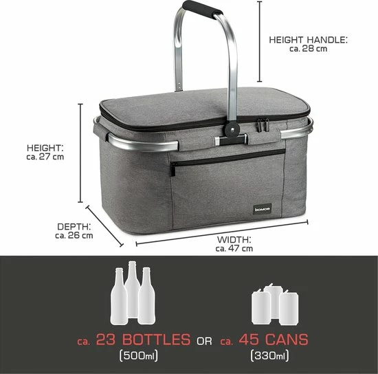 Bomoe Koeltas Picknickmand Opvouwbaar IceBreezer K47 - 47x27x26 Cm - 32 Liter- Perfect Voor Barbecues Of Boodschappen 6 Bomoe Koeltas Picknickmand Opvouwbaar IceBreezer K47 - 47x27x26 Cm - 32 Liter- Perfect Voor Barbecues Of Boodschappen - Afbeelding 4