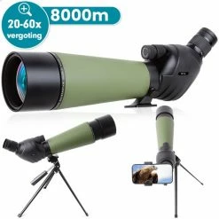 HYL Spotting Scope – Pro - 20-60x80 – Monokijker Met Statief, Telefoonhouder & Draagtas – Monoculair Verrekijker - Verrekijker Vogelspotten - Black Friday 2022