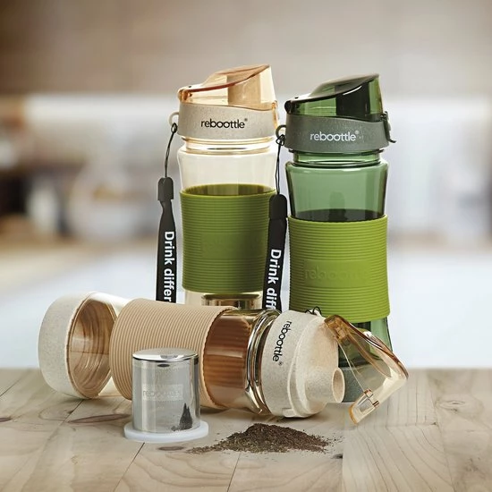 Reboottle - Tea - Drinkfles Met Theefilter - Thee Infuser - Theefles - 450ml - Beige/Groen 9 Reboottle - Tea - Drinkfles Met Theefilter - Thee Infuser - Theefles - 450ml - Beige/Groen - Afbeelding 7