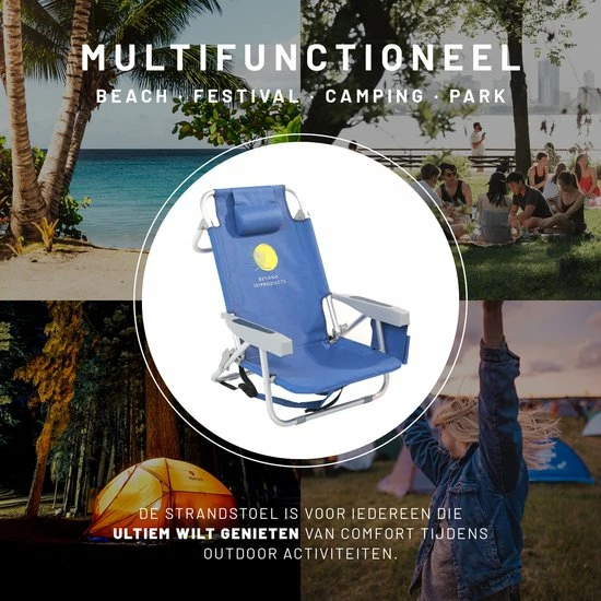 101Products Strandstoel Opvouwbaar - Rugzak Vouwstoel - Inklapbaar - Campingstoel - Kampeerstoel - Klapstoel 6 101Products Strandstoel Opvouwbaar - Rugzak Vouwstoel - Inklapbaar - Campingstoel - Kampeerstoel - Klapstoel - Afbeelding 4