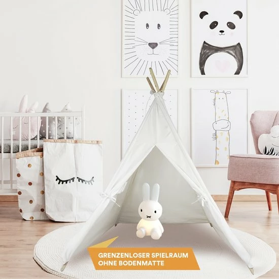 Skandika Tipi Tent Kinderen – Tipi Speeltent Voor Kinderen – Met Gewattteerde Vloermat – Kleine Raam - Katoen – Inclusief Opbergtas – 150 Cm Stahoogte – 115x115x152 Cm (LxBxH) – Kindertent Voor Kinderkamer – Binnen En Buiten – Camping, Tuin – Wit 7 Skandika Tipi Tent Kinderen – Tipi Speeltent Voor Kinderen – Met Gewattteerde Vloermat – Kleine Raam - Katoen – Inclusief Opbergtas – 150 Cm Stahoogte – 115x115x152 Cm (LxBxH) – Kindertent Voor Kinderkamer – Binnen En Buiten – Camping, Tuin – Wit - Afbeelding 5