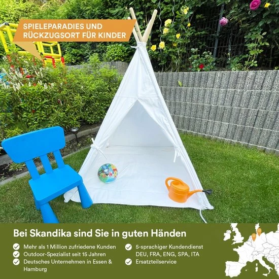 Skandika Tipi Tent Kinderen – Tipi Speeltent Voor Kinderen – Met Gewattteerde Vloermat – Kleine Raam - Katoen – Inclusief Opbergtas – 150 Cm Stahoogte – 115x115x152 Cm (LxBxH) – Kindertent Voor Kinderkamer – Binnen En Buiten – Camping, Tuin – Wit 9 Skandika Tipi Tent Kinderen – Tipi Speeltent Voor Kinderen – Met Gewattteerde Vloermat – Kleine Raam - Katoen – Inclusief Opbergtas – 150 Cm Stahoogte – 115x115x152 Cm (LxBxH) – Kindertent Voor Kinderkamer – Binnen En Buiten – Camping, Tuin – Wit - Afbeelding 7