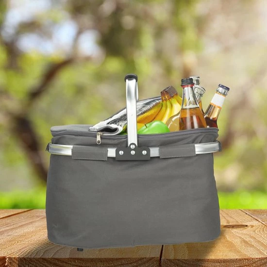Relaxdays Boodschappenmand - Boodschappentas - Picknickmand - Mandje - Koeltas - 27 Liter - Grijs 6 Relaxdays Boodschappenmand - Boodschappentas - Picknickmand - Mandje - Koeltas - 27 Liter - Grijs - Afbeelding 4