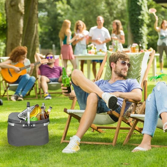 Relaxdays Boodschappenmand - Boodschappentas - Picknickmand - Mandje - Koeltas - 27 Liter - Grijs 7 Relaxdays Boodschappenmand - Boodschappentas - Picknickmand - Mandje - Koeltas - 27 Liter - Grijs - Afbeelding 5
