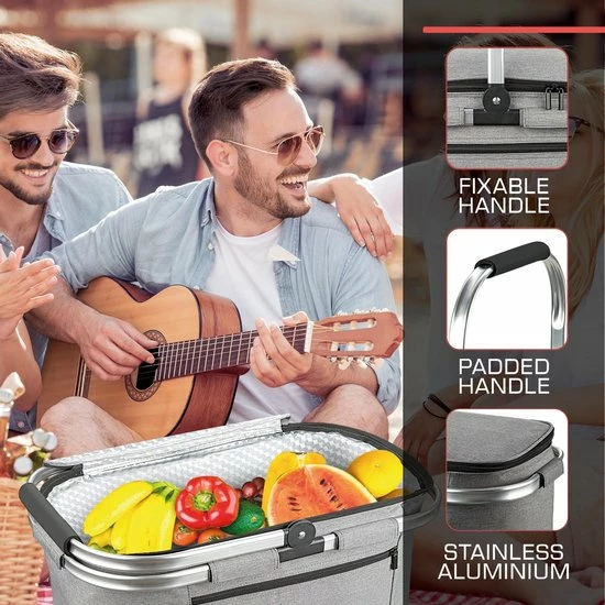 Bomoe Koeltas Picknickmand Opvouwbaar IceBreezer K47 - 47x27x26 Cm - 32 Liter- Perfect Voor Barbecues Of Boodschappen 7 Bomoe Koeltas Picknickmand Opvouwbaar IceBreezer K47 - 47x27x26 Cm - 32 Liter- Perfect Voor Barbecues Of Boodschappen - Afbeelding 5