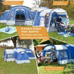 Skandika Nimbus 8 Tent – Tenten – Familietent - Campingtent – Voor 8 Personen – Koepeltent – Muggengaas – 3 Zwarte Slaapcabines - 215 Cm Stahoogte – 615 X 605 X 215 Cm (LxBxH) – 5000 Mm Waterkolom – Outdoor, Camping, Tuin – Kamperen – Blauw/wit 13 Skandika Nimbus 8 Tent – Tenten – Familietent - Campingtent – Voor 8 Personen – Koepeltent – Muggengaas – 3 Zwarte Slaapcabines - 215 Cm Stahoogte – 615 X 605 X 215 Cm (LxBxH) – 5000 Mm Waterkolom – Outdoor, Camping, Tuin – Kamperen – Blauw/wit -Isoproducts Gecertificeerd winkel 550x550 793