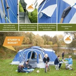 Skandika Nimbus 8 Tent – Tenten – Familietent - Campingtent – Voor 8 Personen – Koepeltent – Muggengaas – 3 Zwarte Slaapcabines - 215 Cm Stahoogte – 615 X 605 X 215 Cm (LxBxH) – 5000 Mm Waterkolom – Outdoor, Camping, Tuin – Kamperen – Blauw/wit 15 Skandika Nimbus 8 Tent – Tenten – Familietent - Campingtent – Voor 8 Personen – Koepeltent – Muggengaas – 3 Zwarte Slaapcabines - 215 Cm Stahoogte – 615 X 605 X 215 Cm (LxBxH) – 5000 Mm Waterkolom – Outdoor, Camping, Tuin – Kamperen – Blauw/wit -Isoproducts Gecertificeerd winkel 550x550 794