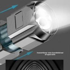 Multi Media Group Militaire Zaklamp - LED Zaklamp - Inzoombaar - USB Oplaadbaar - Spatwaterdicht - Incl Fiets Steun - 13x3cm -Isoproducts Gecertificeerd winkel 550x550 816
