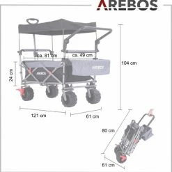 AREBOS Luxe Bolderkar Met Kap - Opvouwbare Handkar - Trolley Rood-grijs 19 AREBOS Luxe Bolderkar Met Kap - Opvouwbare Handkar - Trolley Rood-grijs -Isoproducts Gecertificeerd winkel 550x555 1