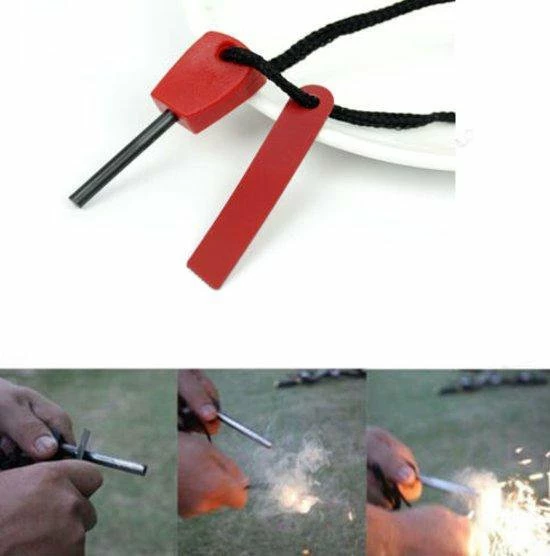 Merkloos Vuurstarter - Vonken Maker - Magnesium Stick - Survival - Vuur Maken - Scouting - Rood 4 Merkloos Vuurstarter - Vonken Maker - Magnesium Stick - Survival - Vuur Maken - Scouting - Rood - Afbeelding 2
