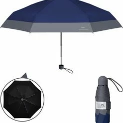 Merkloos TDR -Opvouwbare Paraplu -Windproof- Zonnescherm UV-SPF 50+compact En Draagbaar- Extra Sterk - Marineblauw