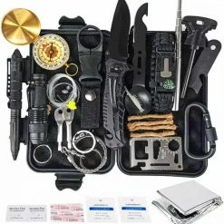 Merkloos Survival Kit – 35-delig – Outdoor Kit – Survival Set – Mes – Kompas – Noodpakket – Survival Gear – Multitool Creditcard – Incl. Opbergdoos