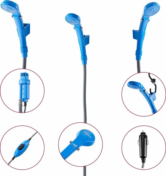 AREBOS Camping Douchekop 12 V Auto Buitentuin Hondendouche Dompelpomp Blauw 6 AREBOS Camping Douchekop 12 V Auto Buitentuin Hondendouche Dompelpomp Blauw - Afbeelding 4