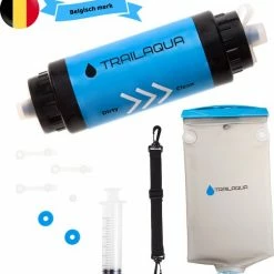 TrailAqua Waterfilter Survival 0.1Micron - Filtert Bacteriën - Snelle Drinkwaterfilter En Waterzuivering Met Waterzak Voor Outdoor, Kamperen, Preppen En Wandelen