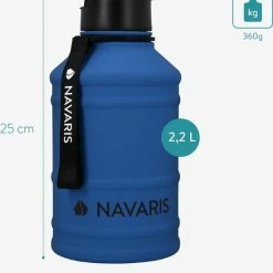Navaris Waterfles Van Roestvrij Staal - Drinkfles - 2L - Extra Grote Roestvrijstalen Fles Met Drinkdop - Ideaal Tijdens Het Sporten - Donkergroen -Isoproducts Gecertificeerd winkel 550x598