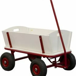 Sunny Billy Bolderkar - Beach Wagon Rood - Blank Hout - Bolderwagen Met Luchtbanden - 94x61x97cm