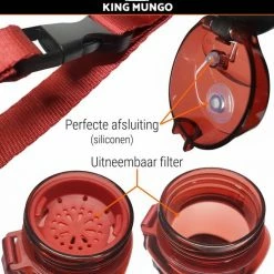 Drinkfles Herbruikbare Waterfles | 500 Ml Rood | Vaatwasserbestendig Drinkbus Bidon | King Mungo KMDF001 -Isoproducts Gecertificeerd winkel 550x609