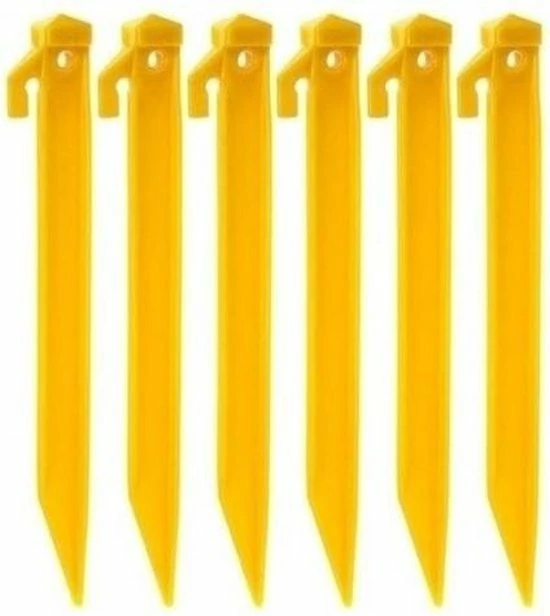 Merkloos 12x Kunststof Tentharingen Geel 21 Cm - Felgekleurd Voor Extra Zichtbaarheid - Camping/kampeer Accessoires 3 Merkloos 12x Kunststof Tentharingen Geel 21 Cm - Felgekleurd Voor Extra Zichtbaarheid - Camping/kampeer Accessoires