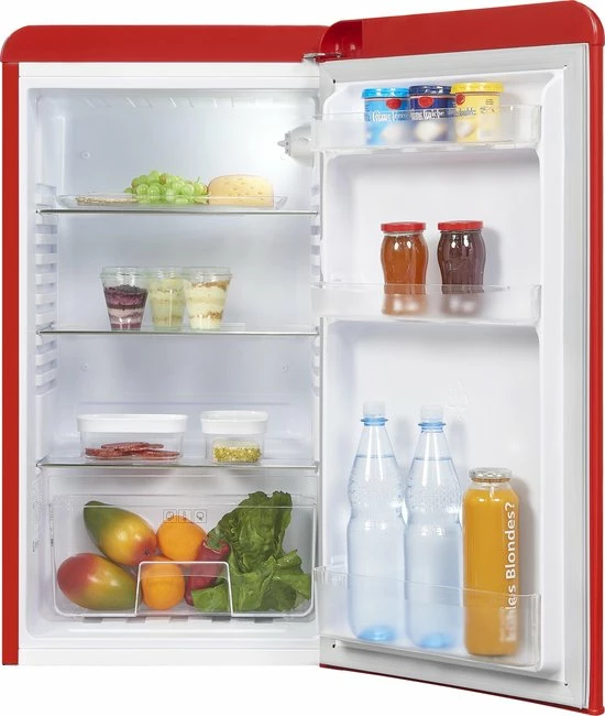 Exquisit RKS100-V-H-160FR - Koelkast - Retro - LED Verlichting - 94 Liter - 38dB - Rood 7 Exquisit RKS100-V-H-160FR - Koelkast - Retro - LED Verlichting - 94 Liter - 38dB - Rood - Afbeelding 5