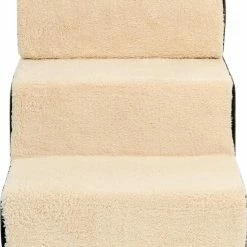 PawHut Hondentrap 3 Treden Kattentrap Huisdierentrap Huisdier Pluche Beige D06-004 -Isoproducts Gecertificeerd winkel 550x661 1